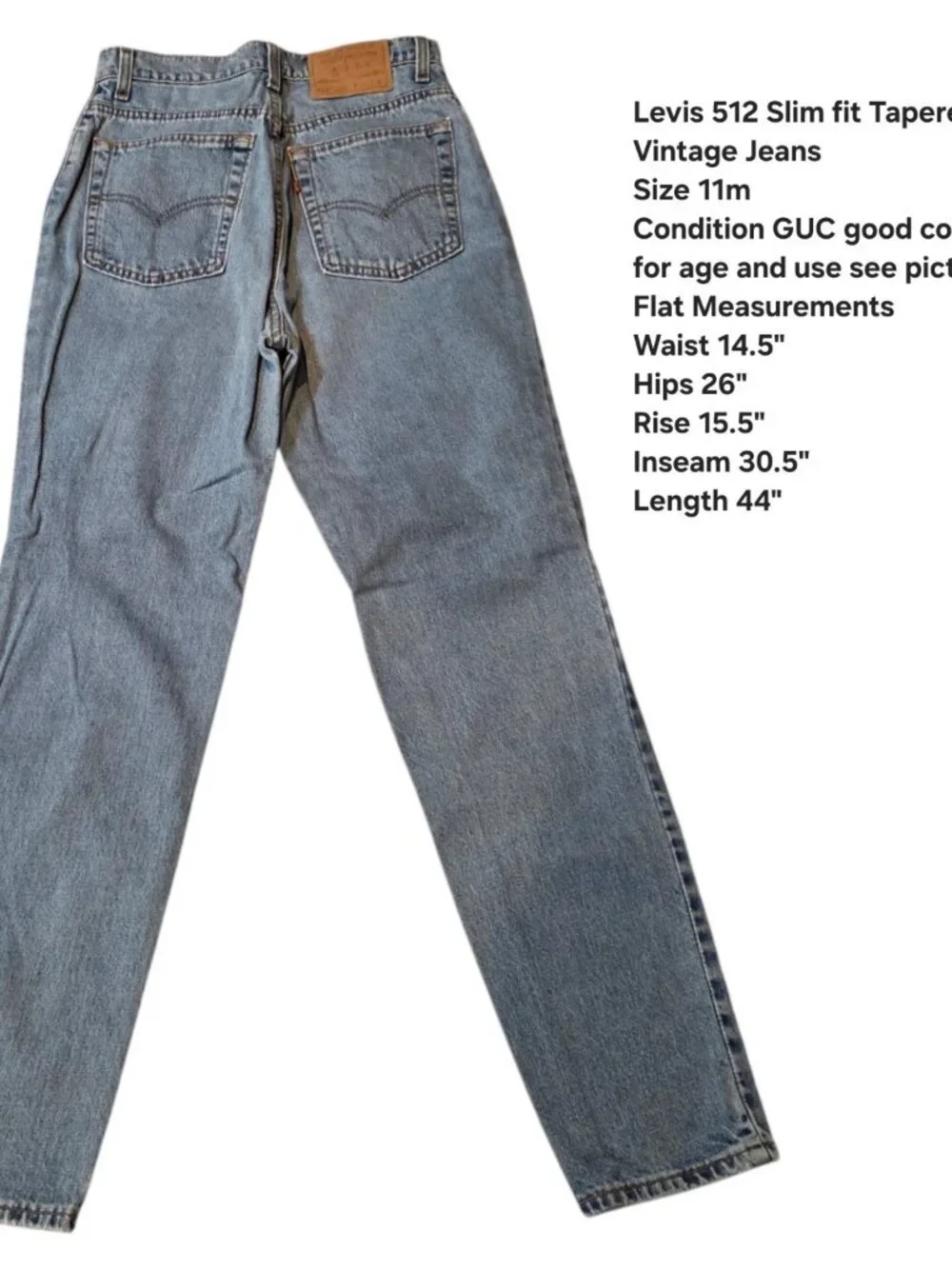 VTG Levi's Jean Women 29x30.5 512 Slim Tapered Blue Faded Denim Tag 11M